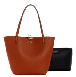 Guess Alby Iso Kääntölaukku Konjakinruskea/musta