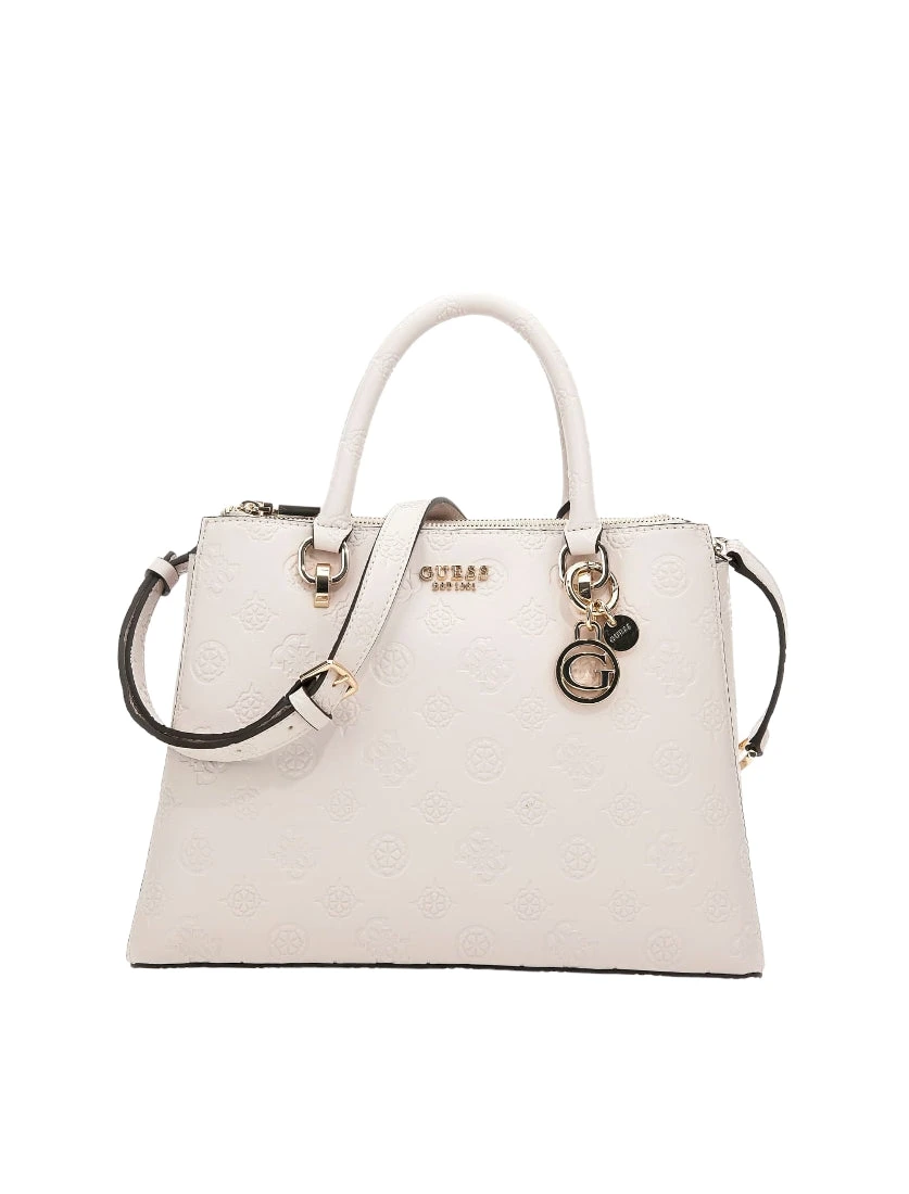 Guess Galeria Satchel Cream Logokuvioitu 1 Guess Galeria Satchel Cream Logokuvioitu