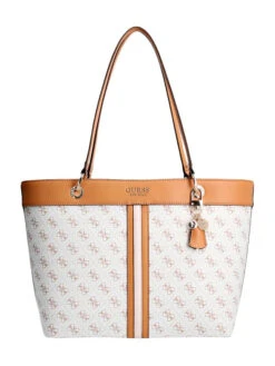 Guess Noelle Elite Tote Laukku Valkoinen Caramel / Kuvioitu
