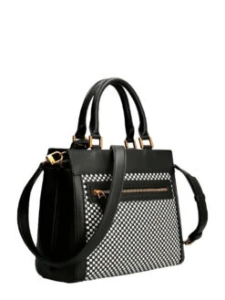 Guess Katey Iso Käsilaukku Musta/multi -Laukkuni katey luxury satchel naisten laukku musta valkoinen guess