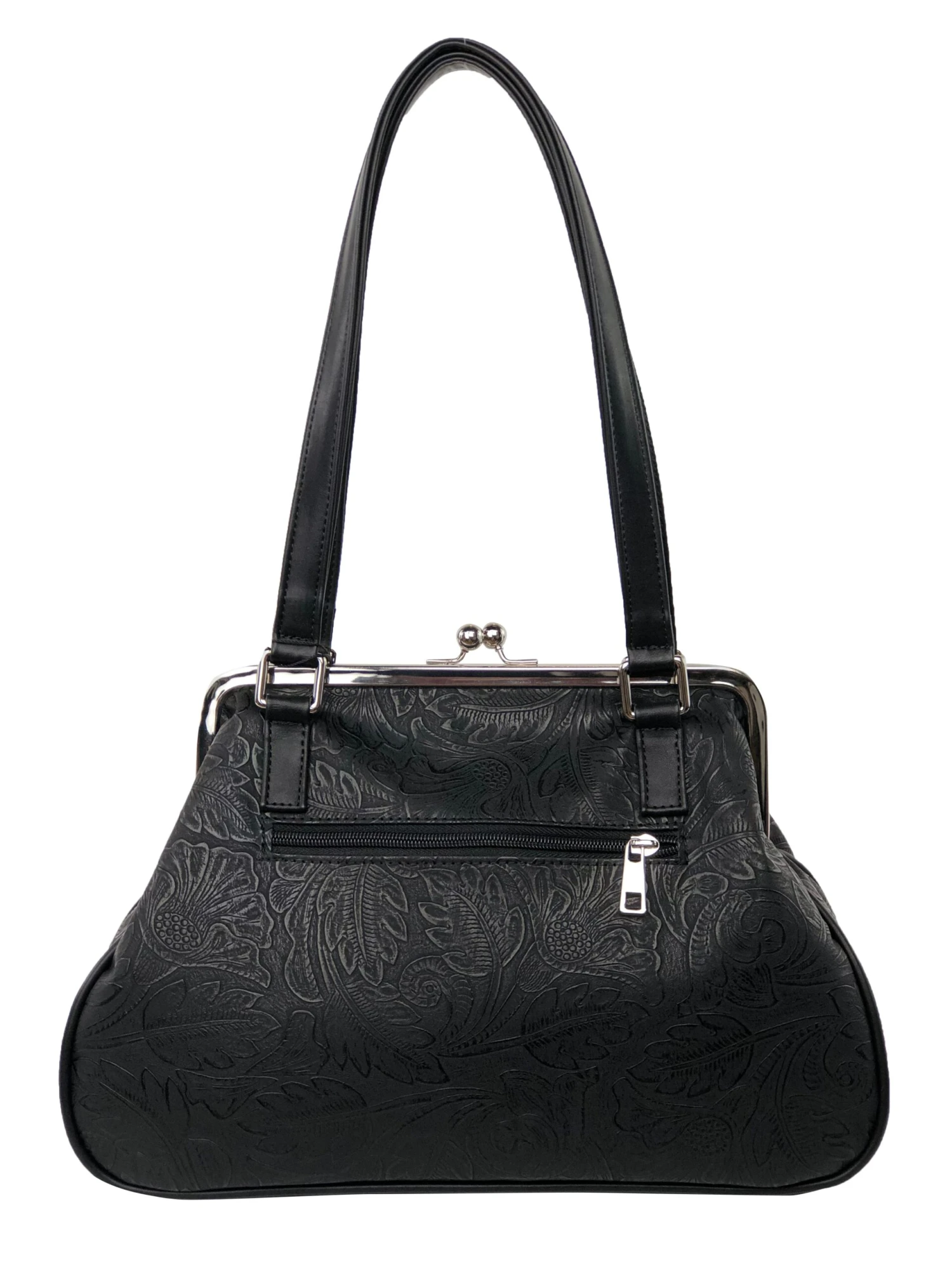 Käsilaukku Kehysmallinen Musta Kuvioitu 4 Käsilaukku Kehysmallinen Musta Kuvioitu - Image 4