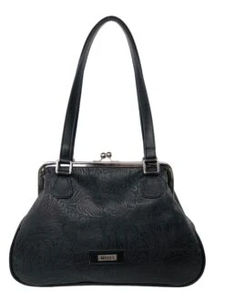 Käsilaukku Kehysmallinen Musta Kuvioitu