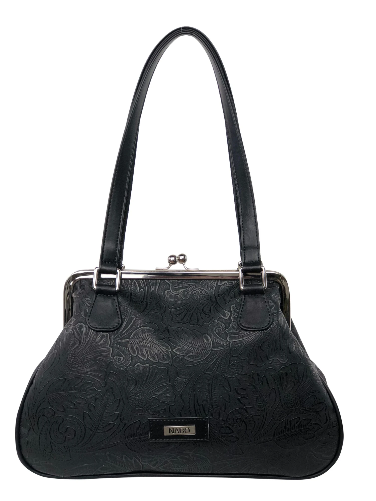 Käsilaukku Kehysmallinen Musta Kuvioitu 1 Käsilaukku Kehysmallinen Musta Kuvioitu