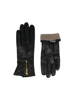 Naisten Nahkahanskat Vetoketjulla Ja Tikkauksella