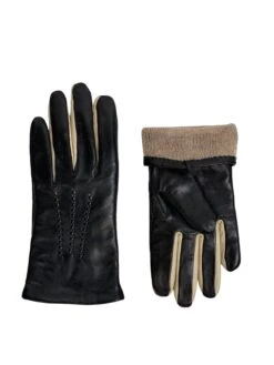 Mutka Naisten Nahkakäsine Vaaleilla Yksityiskohdilla -Laukkuni naisten mutka sormikas musta valkoinen