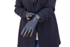 HK Naisten Nahkahanskat Vetoketjulla Mustat