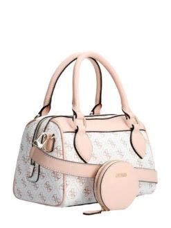 Guess Noelle Box Satchel Valkoinen / Multi 8 Guess Noelle Box Satchel Valkoinen / Multi -Laukkuni noelle valkoinen vaaleanpunainen guess satchel
