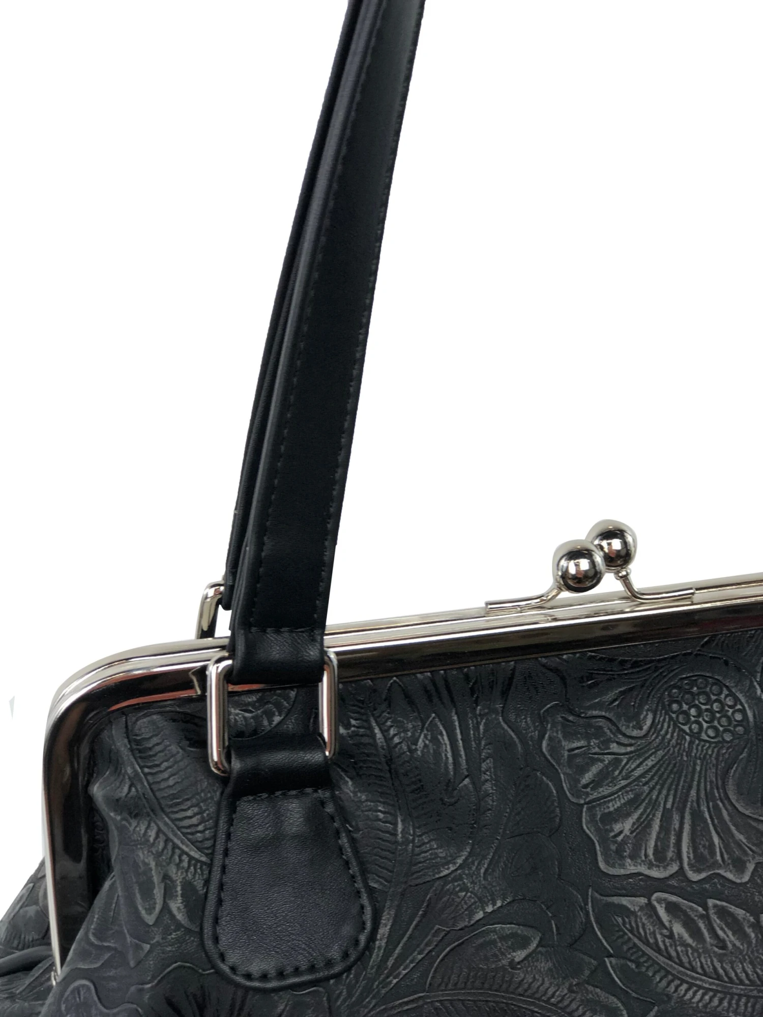 Käsilaukku Kehysmallinen Musta Kuvioitu 2 Käsilaukku Kehysmallinen Musta Kuvioitu - Image 2