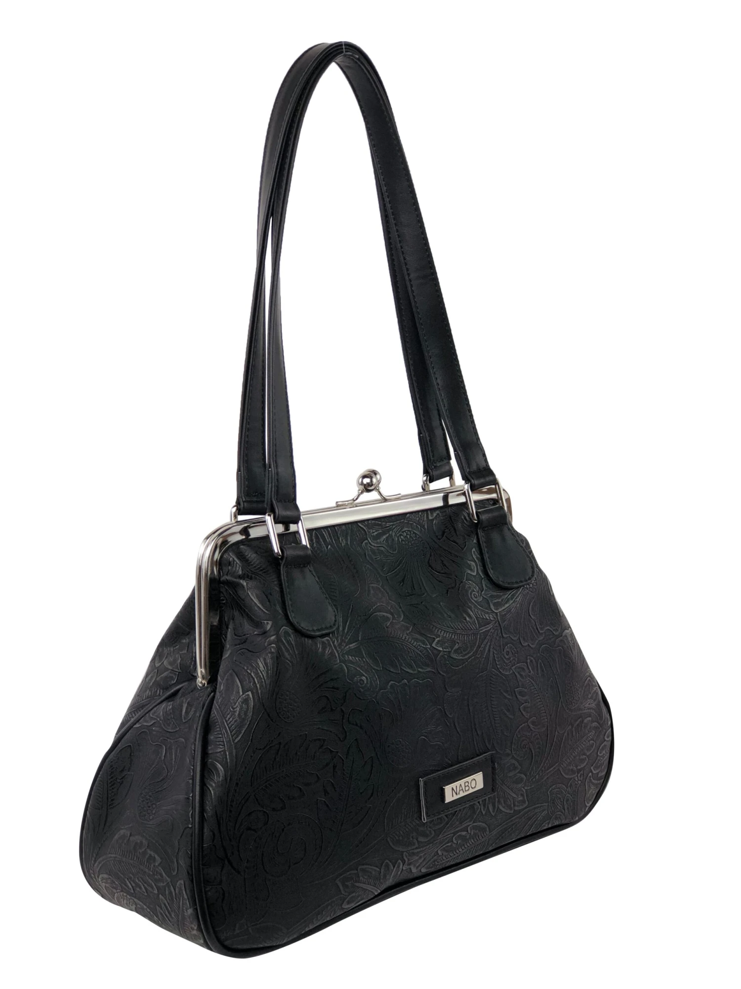 Käsilaukku Kehysmallinen Musta Kuvioitu 3 Käsilaukku Kehysmallinen Musta Kuvioitu - Image 3