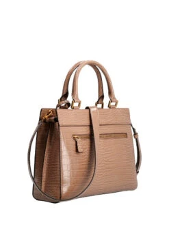 Guess Katey Mini Käsilaukku Croco Beige -Laukkuni vaaleanruskea satchel guess katey croc luxury